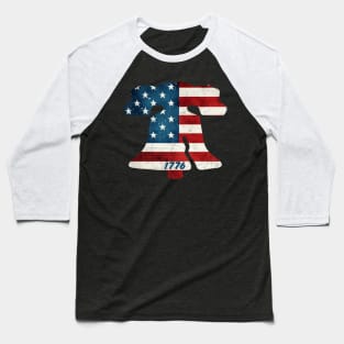 Philadelphia Liberty Bell American Flag Grunge 1776 Stars and Stripes Philly Fan Favorite Baseball T-Shirt